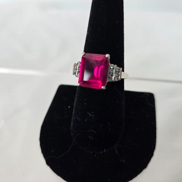 Ruby Color Gemstone Ring .925 Sterling Silver Women's 8.5 Cubic Zirconia NWOT - Picture 7 of 16